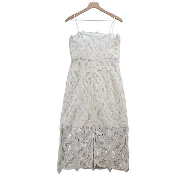 Bardot Lina Lace Sheath Knee Length Dress White Swirl Floral Lace US sz 8 or Med - Picture 3 of 12